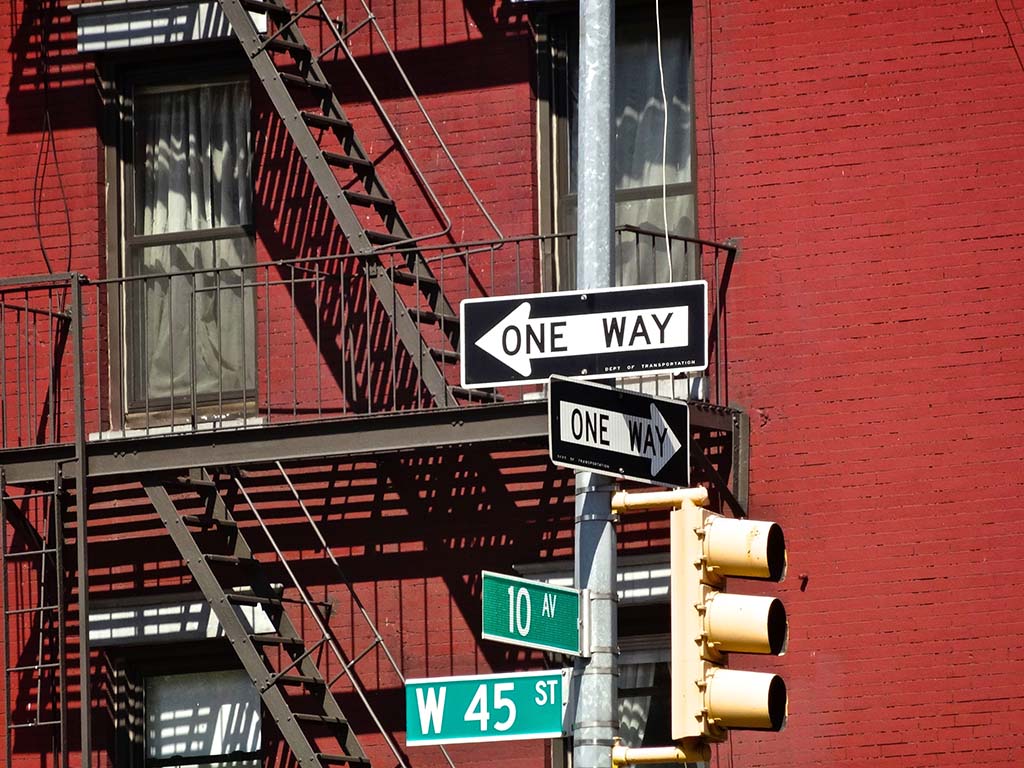 one way signs at an intersection