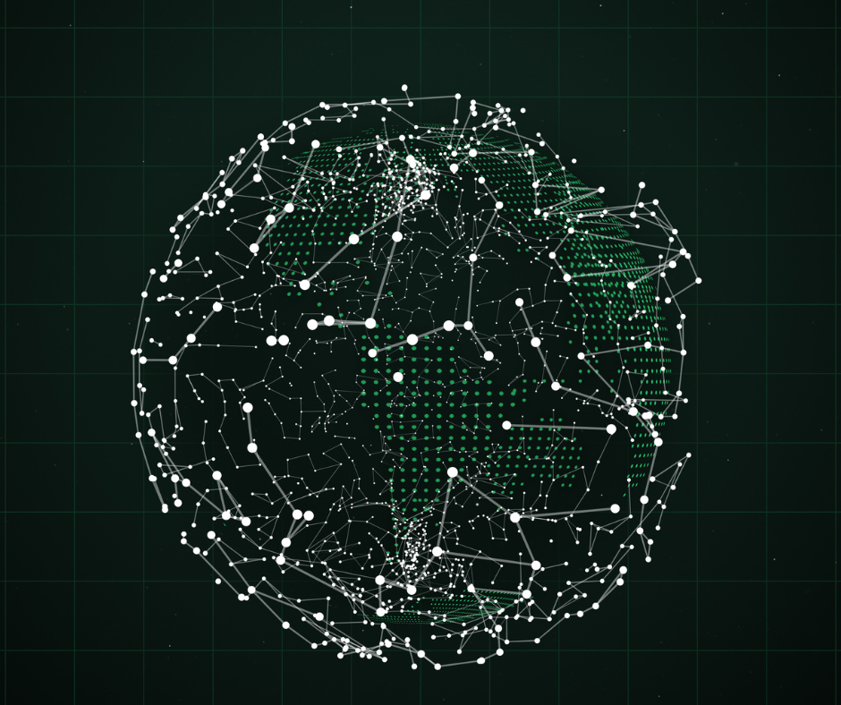 silhouette of the globe showing technology connected by lines