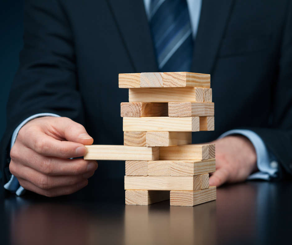 Jenga block being pulled